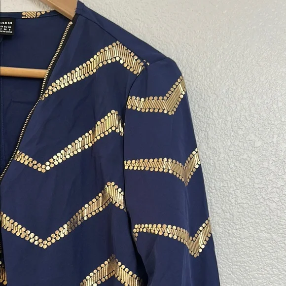 SHEIN Navy and Gold Zigzag Blouse - Picture 4 of 6
